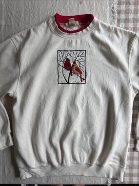 MCE Cream Sweatshirt with Red Trim and Cardinal Embroidery